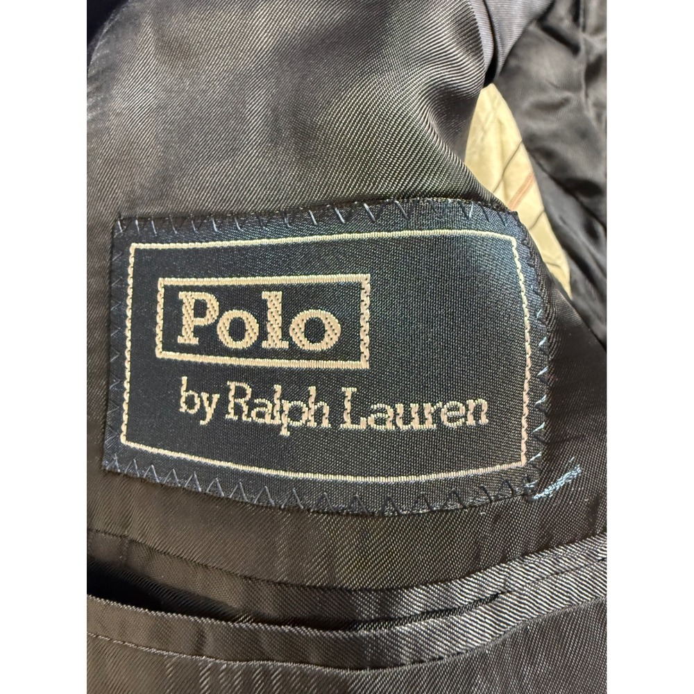 VTG Polo Ralph Lauren Navy Blue Virgin Wool Blazer Gold Crest Buttons 40R Italy - Picture 6 of 10
